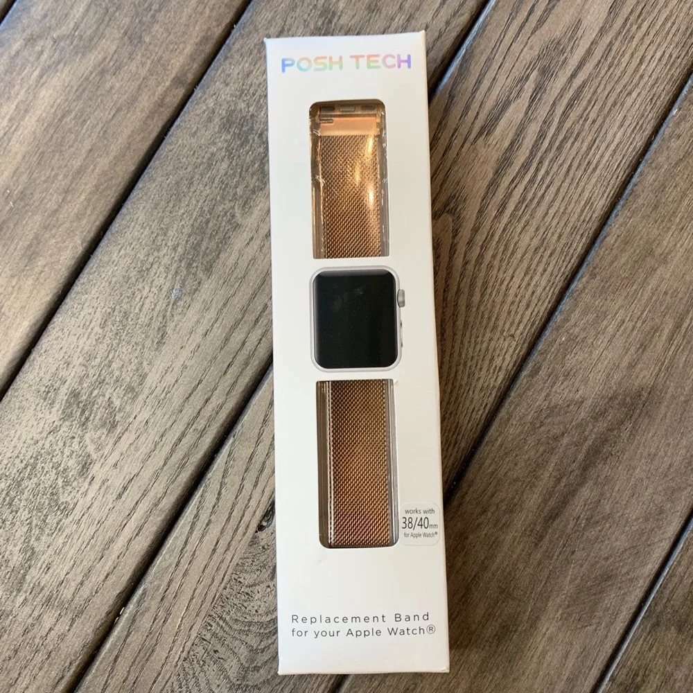 Posh Tech Stainless Steel Mesh Replacement Band for Apple Watch - Rose Gold